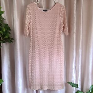 Womens dress, pink, satin Lace overlay, size 12